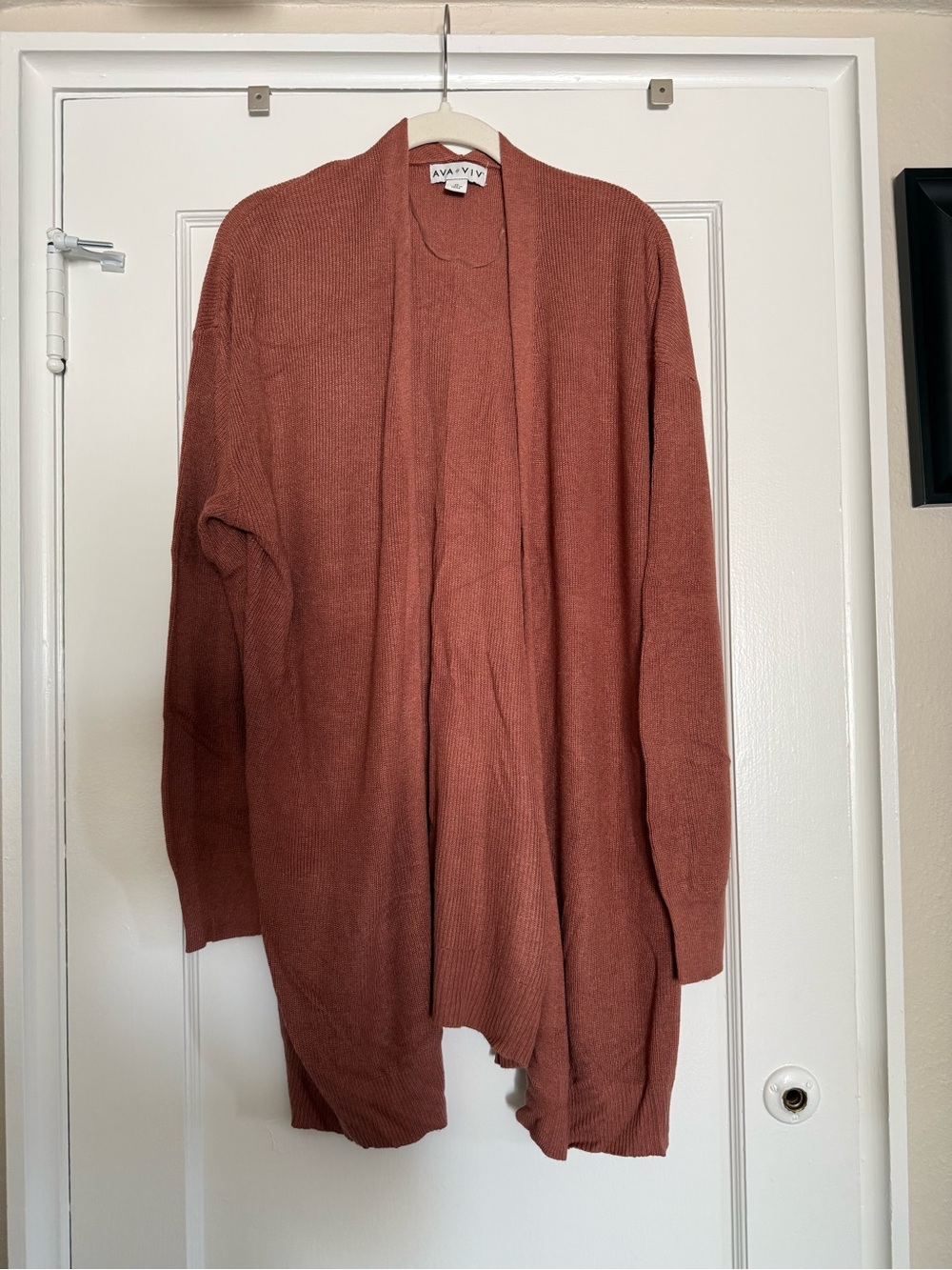 AVA & VIV Rust/Pink Open-Front Cardigan